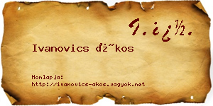 Ivanovics Ákos névjegykártya